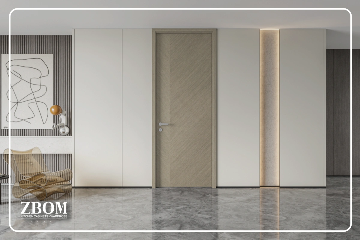 Modern whole-house interior design with built-in wardrobes and contemporary doors in Dubai